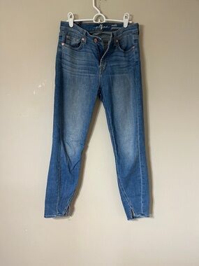 7 For All Mankind Women's Medium Blue Skinny Ankle Jeans